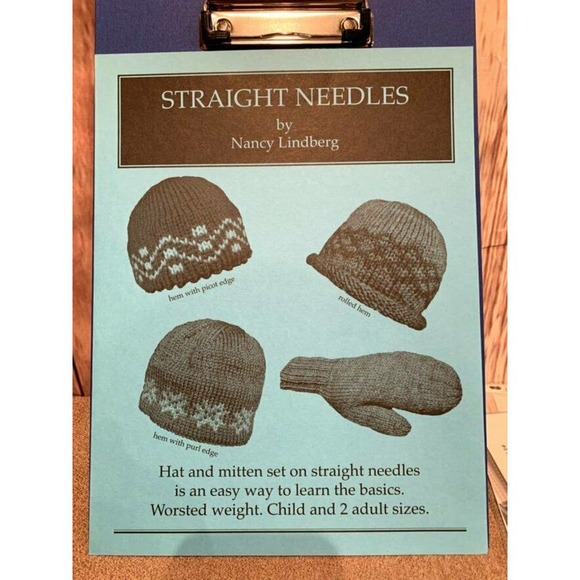 Nancy Lindberg Other - NWT Nancy Lindberg Straight Needles Hat Mittens Rolled Hem Knitting Pattern